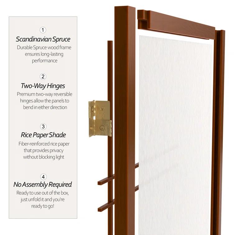 4 ft. Short Double Cross Shoji Screen - Walnut - 4 Panels
