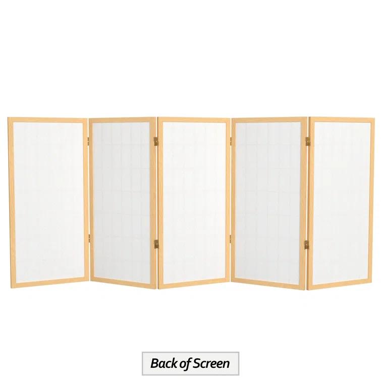 Oriental Furniture 3 Ft Tall Window Pane Shoji Screen, Natural, 5 panel