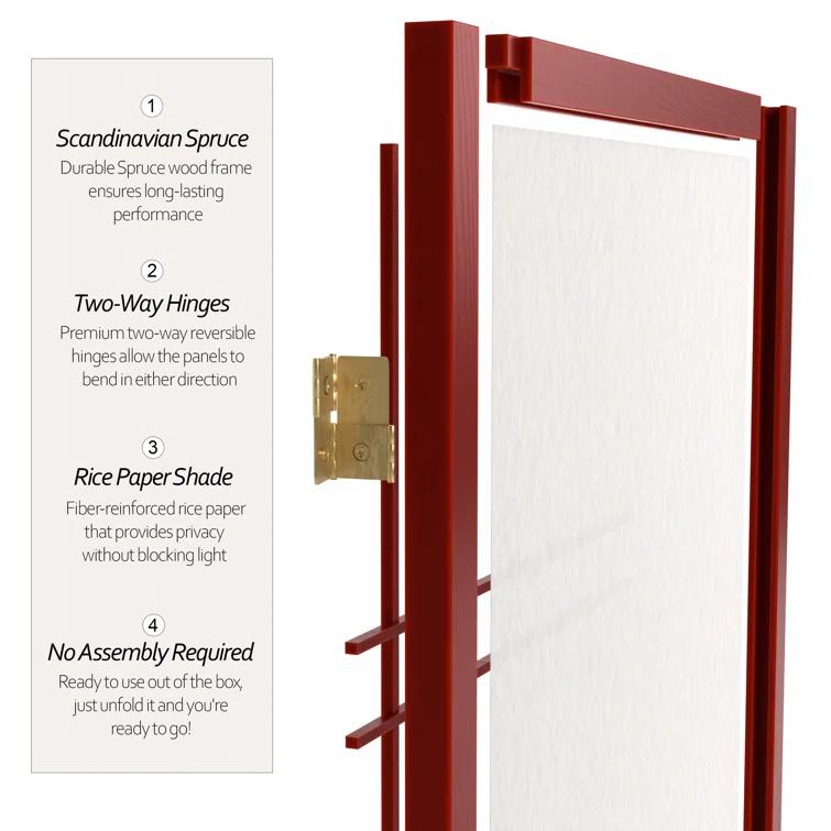 Handmade 84-inch Double-cross Wood/Rice-paper Shoji Screen (China) 3 Panel Rosewood