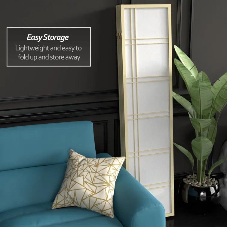 Oriental Furniture 6 Ft Tall Double Cross Shoji Screen Special Edition, 5 panel, ivory color