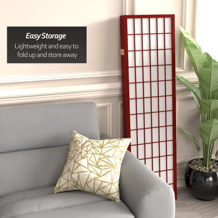 5 ft. Tall Window Pane Shoji Screen - Rosewood (3 Panels): Oriental Furniture, Hardwood Frame, Metal Hardware