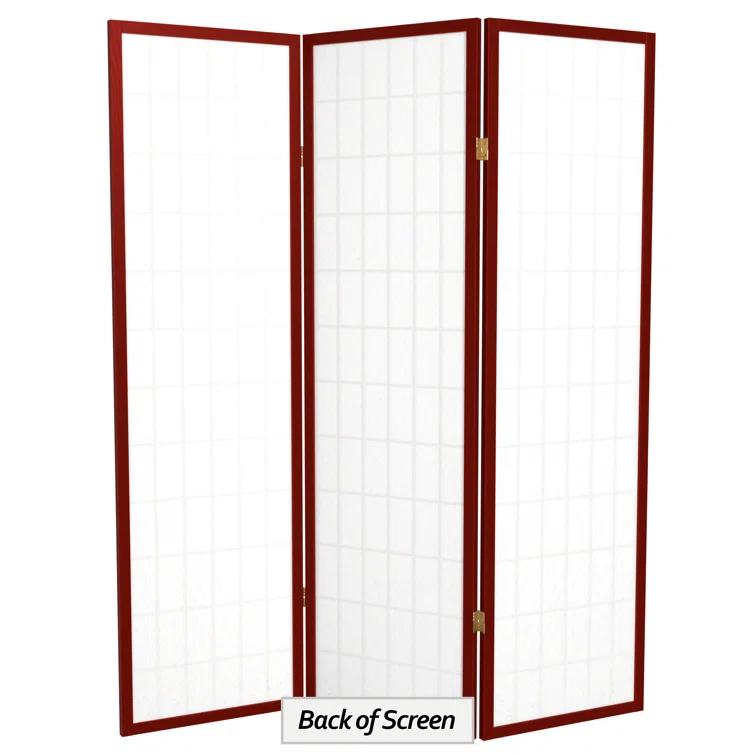 5 ft. Tall Window Pane Shoji Screen - Rosewood (3 Panels): Oriental Furniture, Hardwood Frame, Metal Hardware