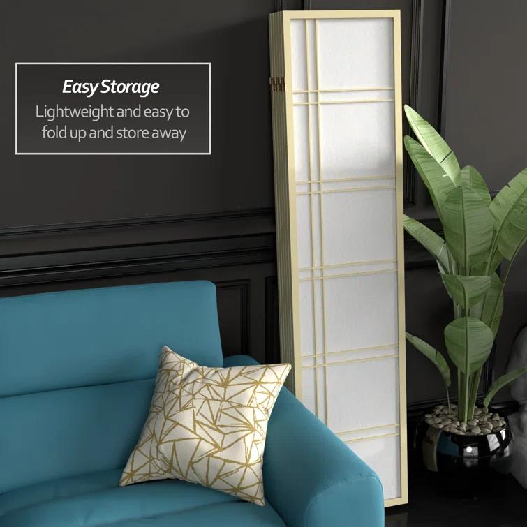 Oriental Furniture 6 Ft Tall Double Cross Shoji Screen Special Edition, 5 panel, ivory color