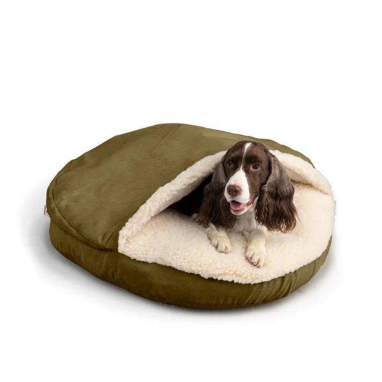 Snoozer Cozy Cave Luxury Microsuede Orthopedic Hooded Dog Bed
