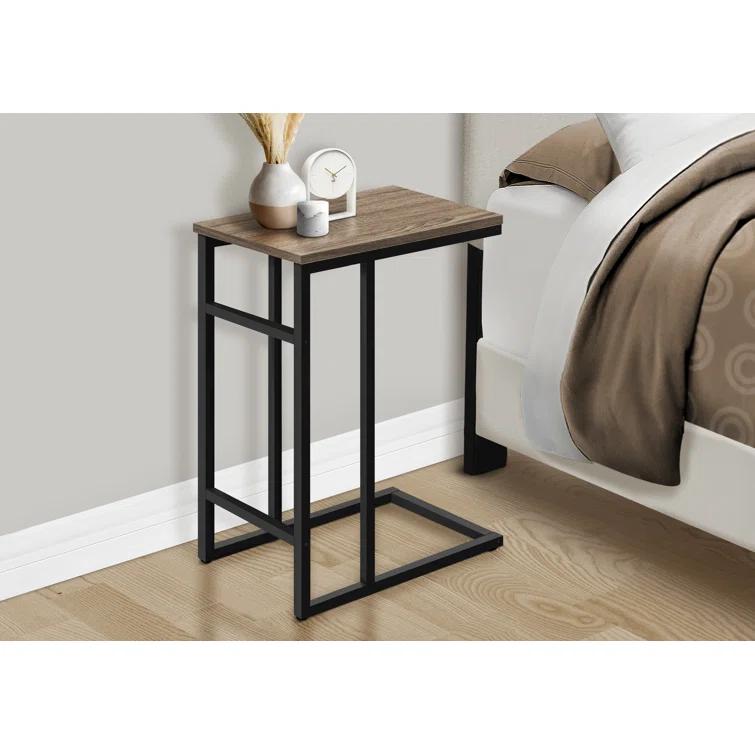 Accent Table C-shaped, End, Side, Snack, Living Room, Bedroom, Metal, Laminate, Contemporary