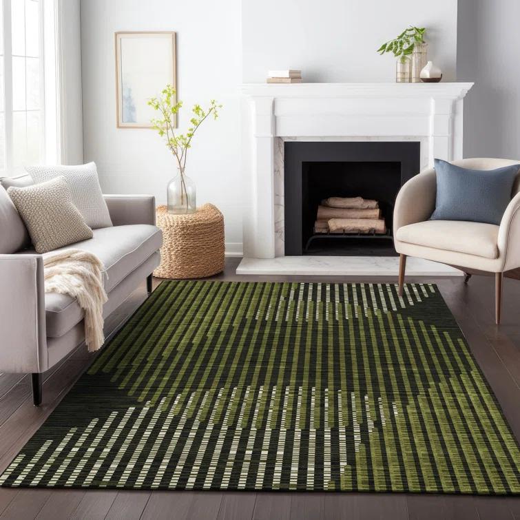 Machine Washable Indoor/Outdoor Chayden ACN1001 Olive