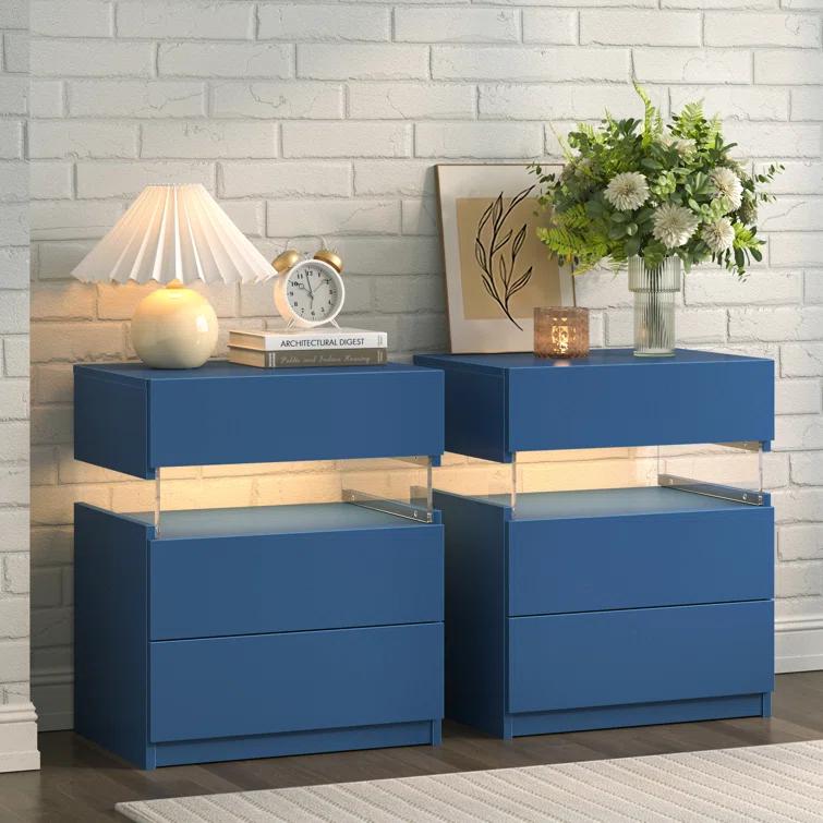 Ivy Bronx Nightstands set of 2 LED Night Stand (Set of 2)