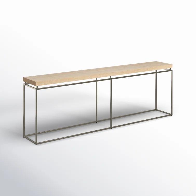 Rustic Natural Oak and Metal Console Table