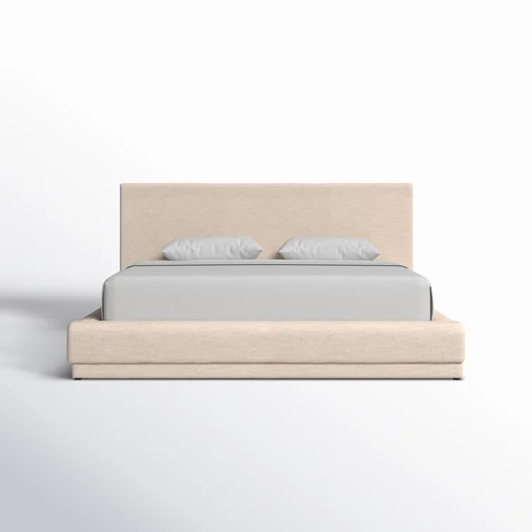 Manya Extended Headboard Platform Bed - Natural / King / Wide