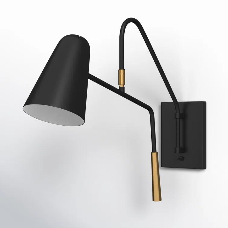 Ellen DeGeneres Midnight Black Steel Dimmable Swing Arm Wall Sconce