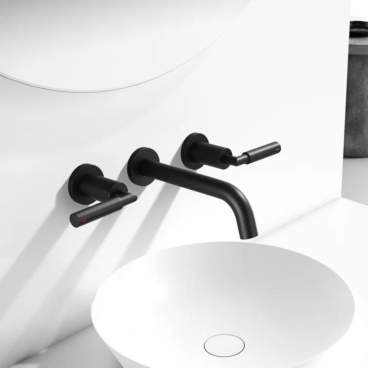 10.08" Widespread Bathroom Faucet 3 Hole, 2-handle Bathroom Sink Faucet with Drain Assembly