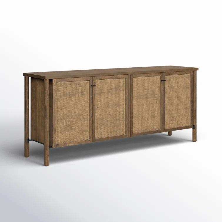 Veta 74" Taupe Cane and Wood Credenza