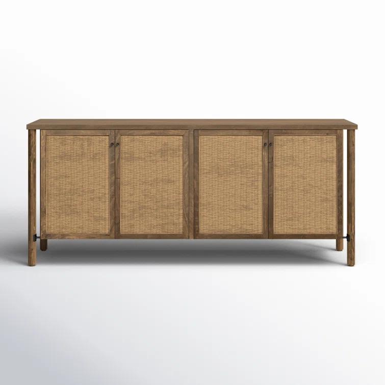 Veta 74" Taupe Cane and Wood Credenza