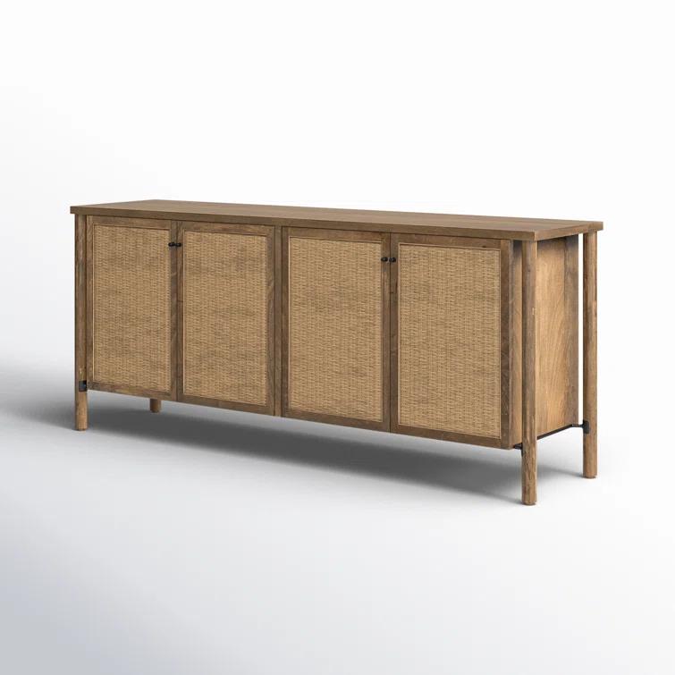 Veta 74" Taupe Cane and Wood Credenza