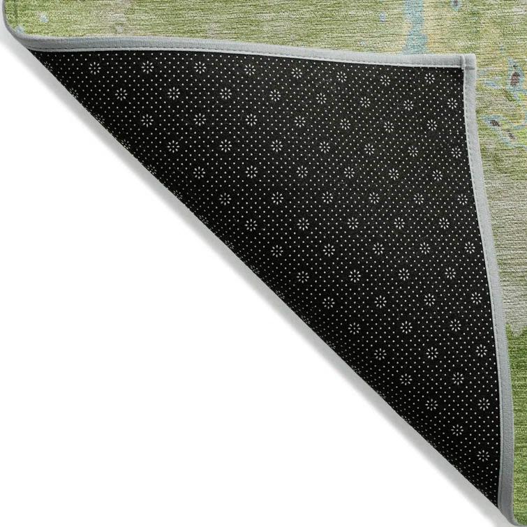 Machine Washable Indoor/Outdoor Chayden ACN1005 Green Rug