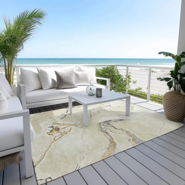Machine Washable Indoor/Outdoor Chayden ACN1005 Ivory Rug