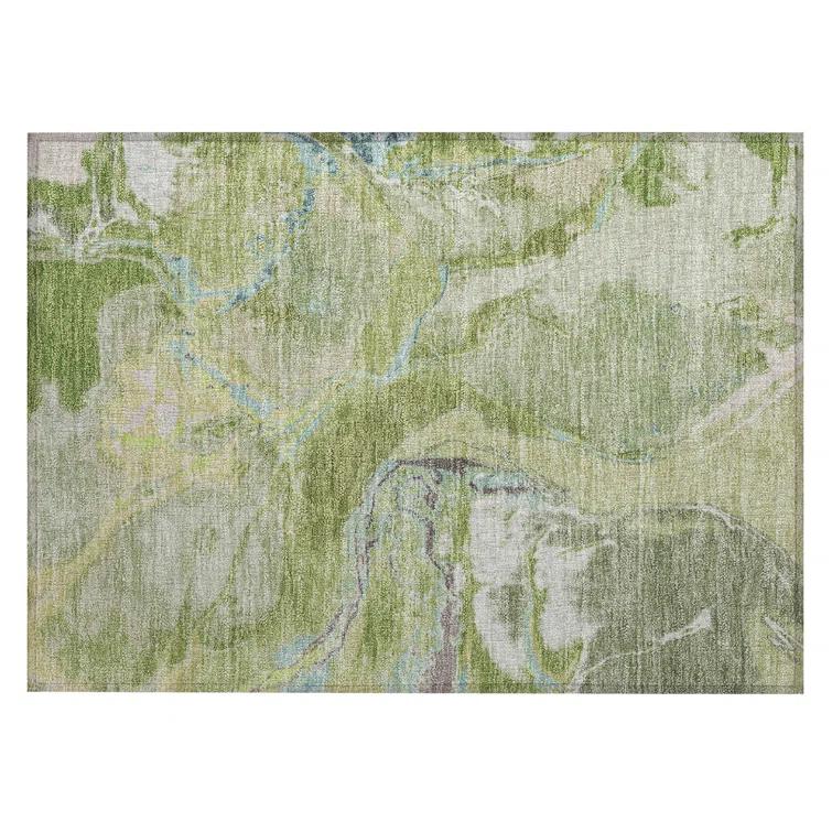 Machine Washable Indoor/Outdoor Chayden ACN1005 Green Rug