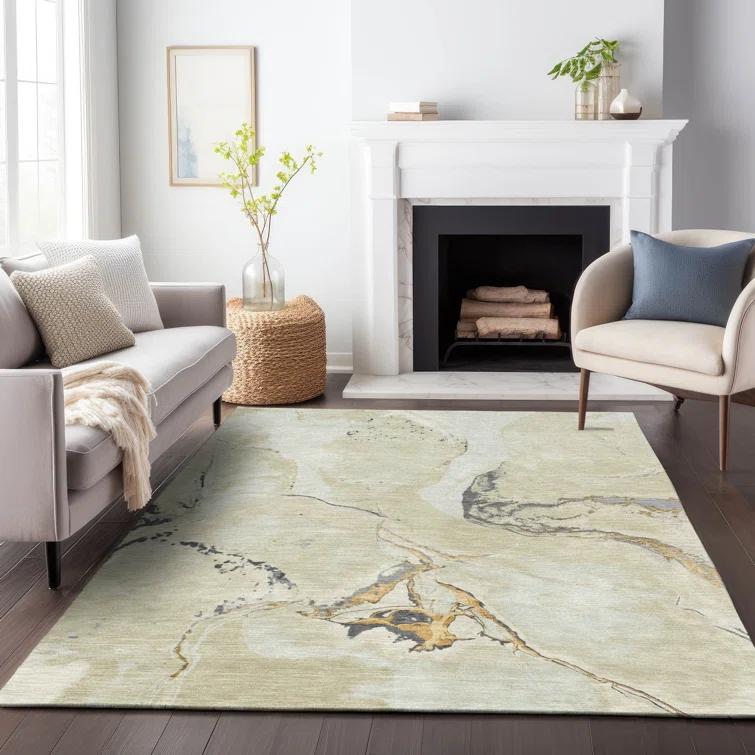 Machine Washable Indoor/Outdoor Chayden ACN1005 Ivory Rug