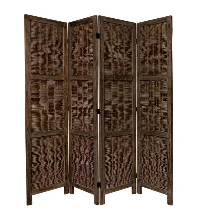 Oriental Furniture 5 1/2 ft. Tall Bamboo Matchstick Screen - Brown - 4 Panel