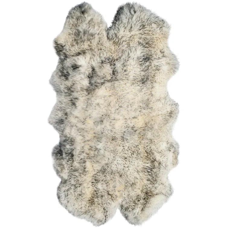 SAFAVIEH Sheep Skin Tiana Animal Area Rug, Ivory/Smoke Grey, 5'5" x 7'7"