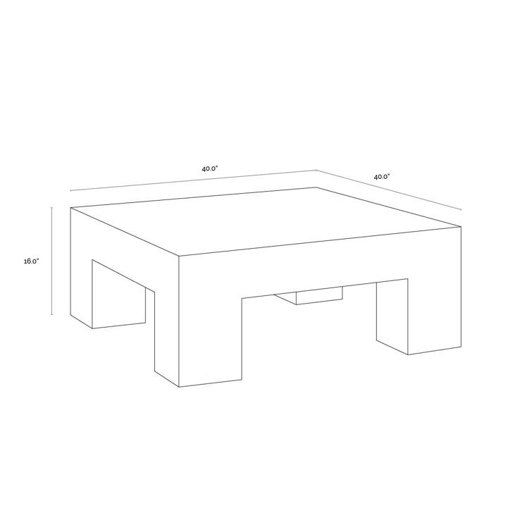 Renley Black Square Marble Outdoor Coffee Table