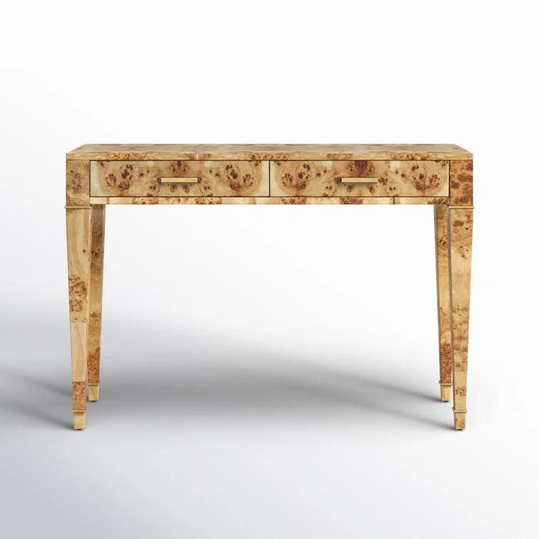 Kai 45 in. W Light Brown Rectangular Burl Wood 2-Drawer Console Table