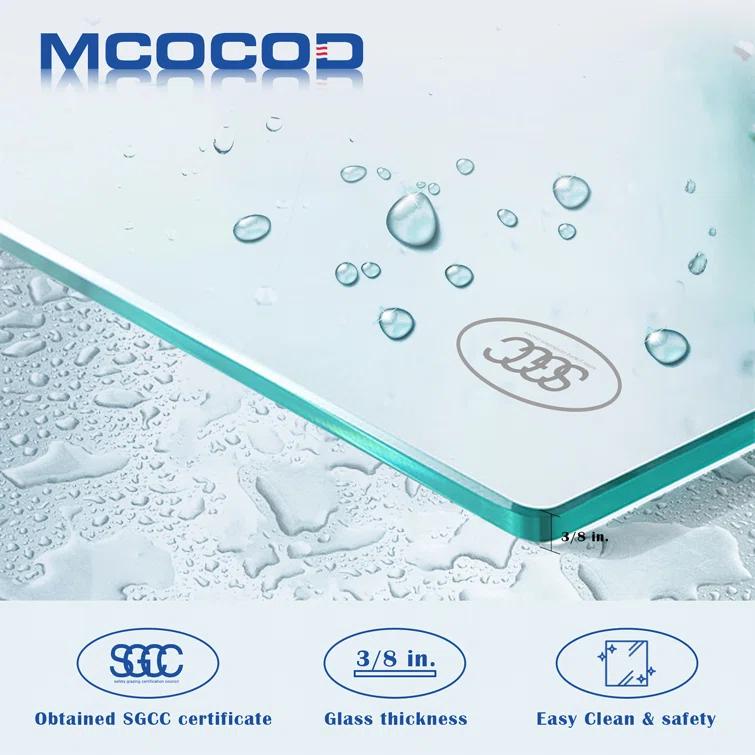 MCOCOD DS01H-7276-BR 72" W x 76" H x 2/5" THK Tempered Glass Double Smooth Sliding Frameless Shower Door with Towel Bar Handle & Knob & Anti-Collision Function