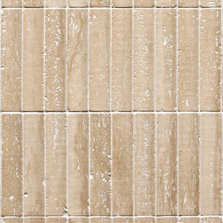 12.52" x 11.89" Honed Flucted Natural Marble Mosaic Tile