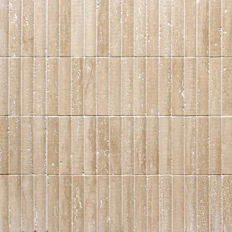 12.52" x 11.89" Honed Flucted Natural Marble Mosaic Tile