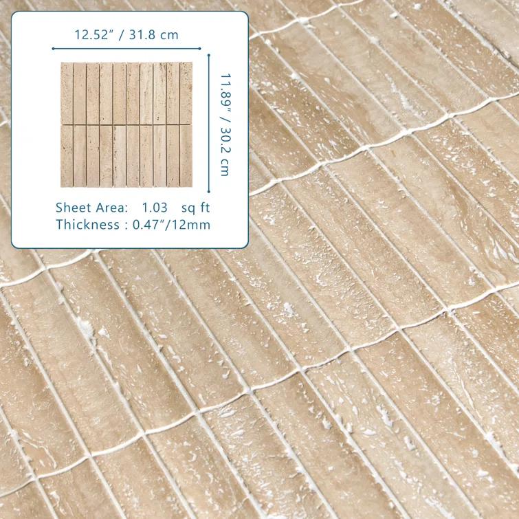 12.52" x 11.89" Honed Flucted Natural Marble Mosaic Tile