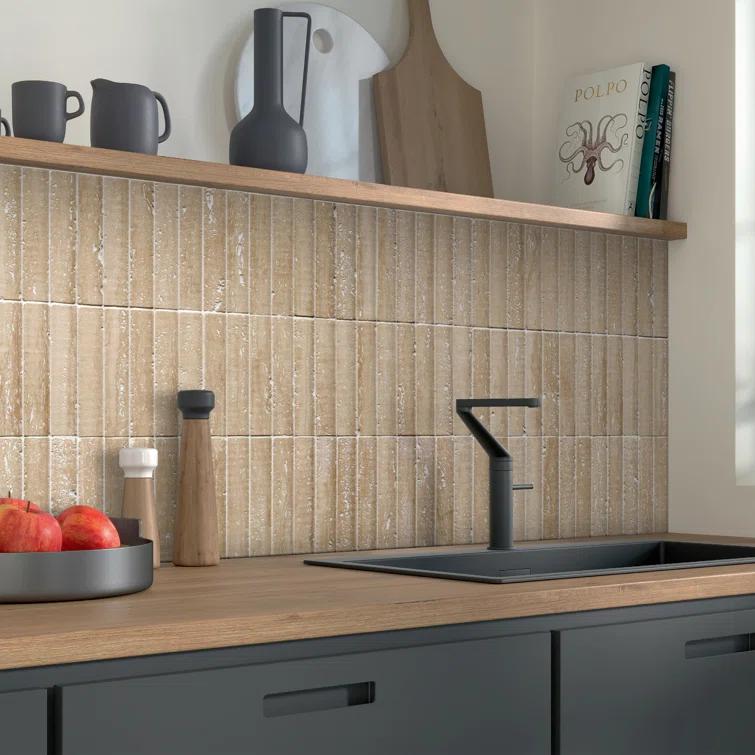 12.52" x 11.89" Honed Flucted Natural Marble Mosaic Tile