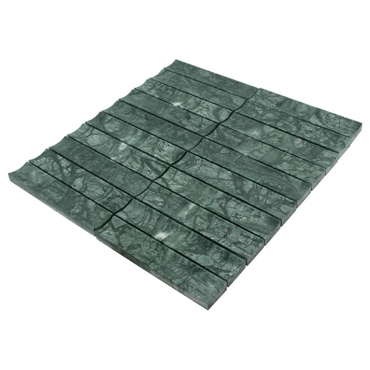 12.52" x 11.89" Honed Flucted Natural Marble Mosaic Tile