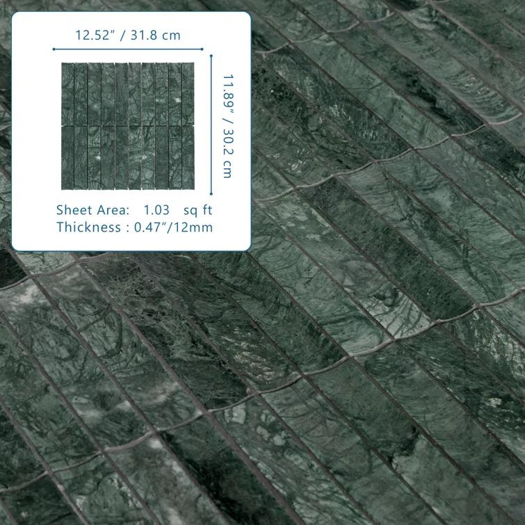12.52" x 11.89" Honed Flucted Natural Marble Mosaic Tile