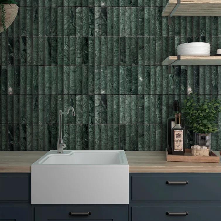12.52" x 11.89" Honed Flucted Natural Marble Mosaic Tile