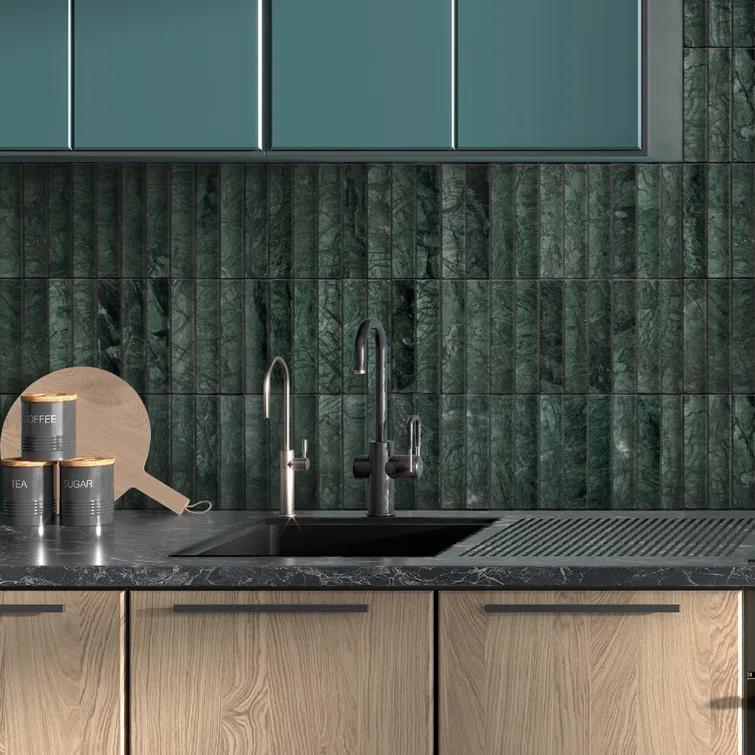 12.52" x 11.89" Honed Flucted Natural Marble Mosaic Tile
