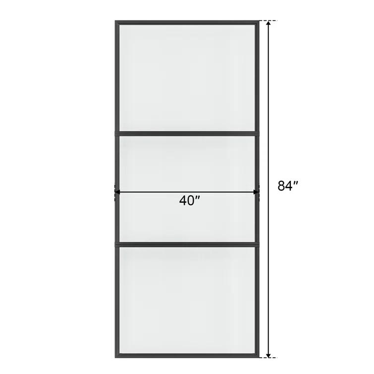 Metal and Glass Sliding Barn Door with Installation Hardware Kit ( Soft-close Included)