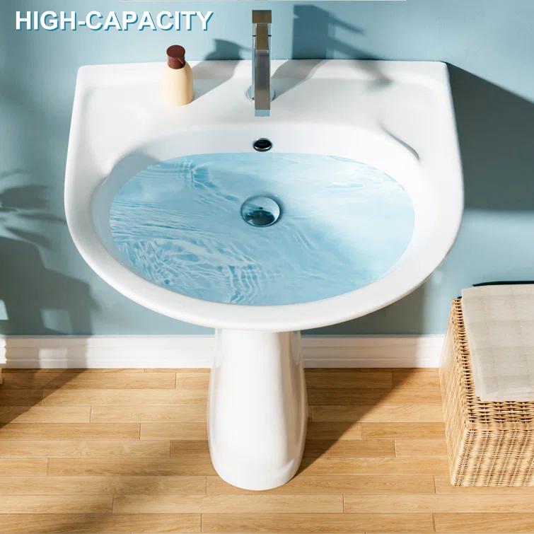 22 in. White Vitreous China Novelty U-Shape Pedestal Sink with Overflow Drain