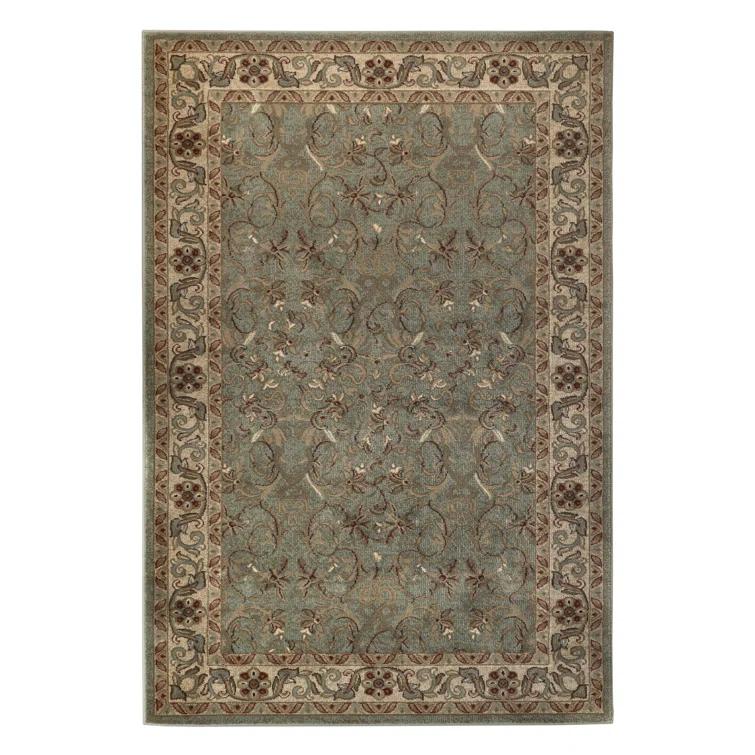 Traditional Oriental Floral Scroll Classic Vines Indoor Area Rug in Green