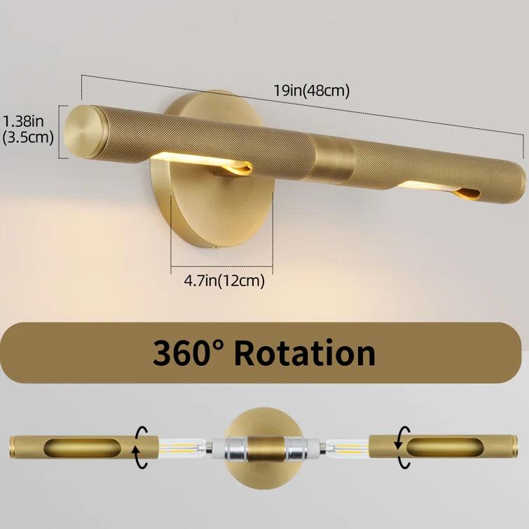19" Dimmable Luxury LED Wall Sconce 360° Rotatable Picture Light (Bulb Included))