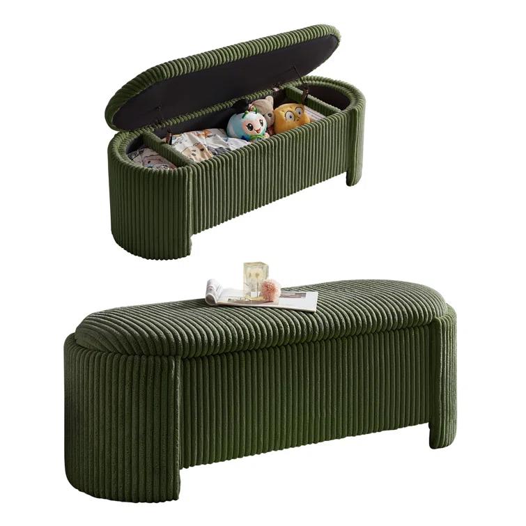 Latitude Run® Nikoma Corduroy Upholstered Storage Bench