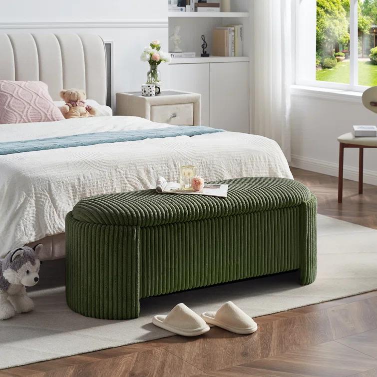Latitude Run® Nikoma Corduroy Upholstered Storage Bench