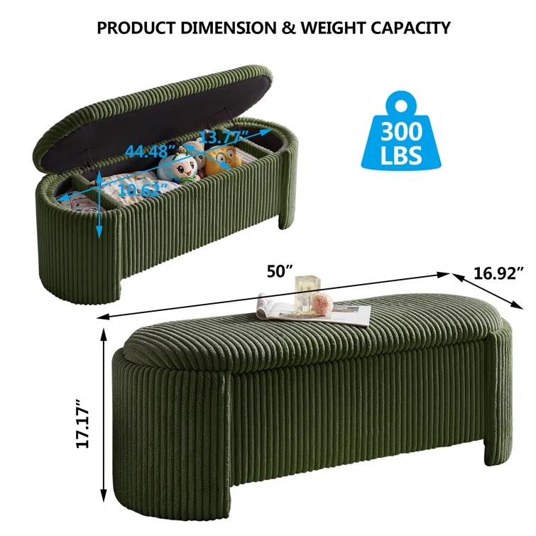 Latitude Run® Nikoma Corduroy Upholstered Storage Bench