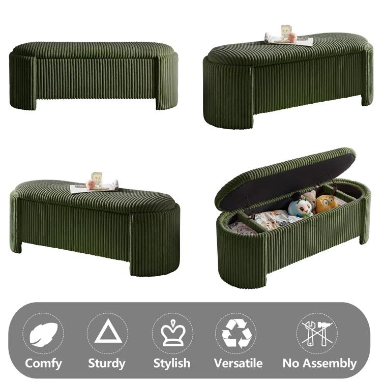 Latitude Run® Nikoma Corduroy Upholstered Storage Bench