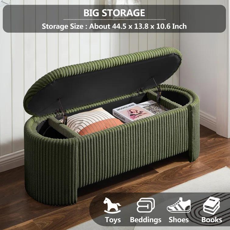 Latitude Run® Nikoma Corduroy Upholstered Storage Bench