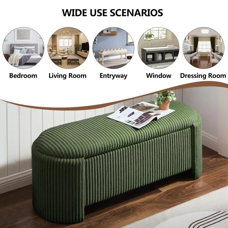 Latitude Run® Nikoma Corduroy Upholstered Storage Bench