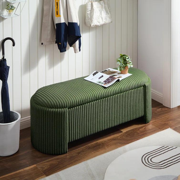 Latitude Run® Nikoma Corduroy Upholstered Storage Bench
