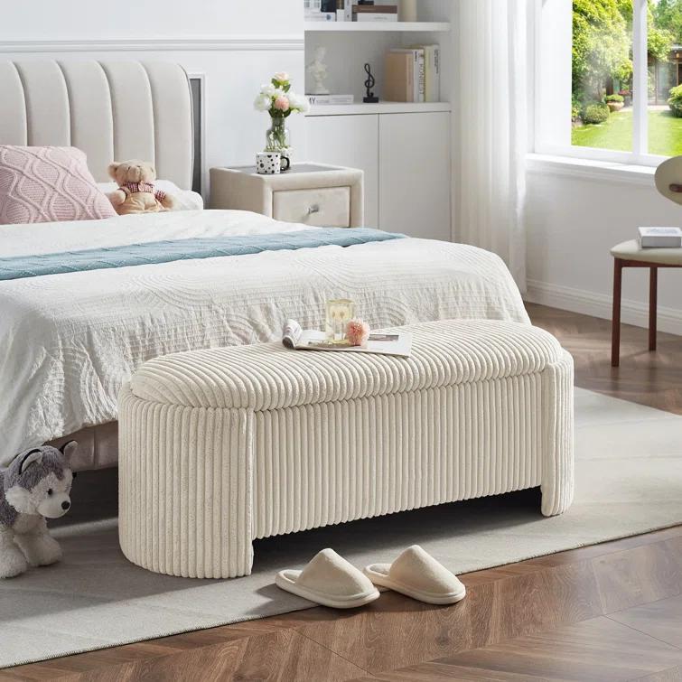 Latitude Run® Nikoma Corduroy Upholstered Storage Bench