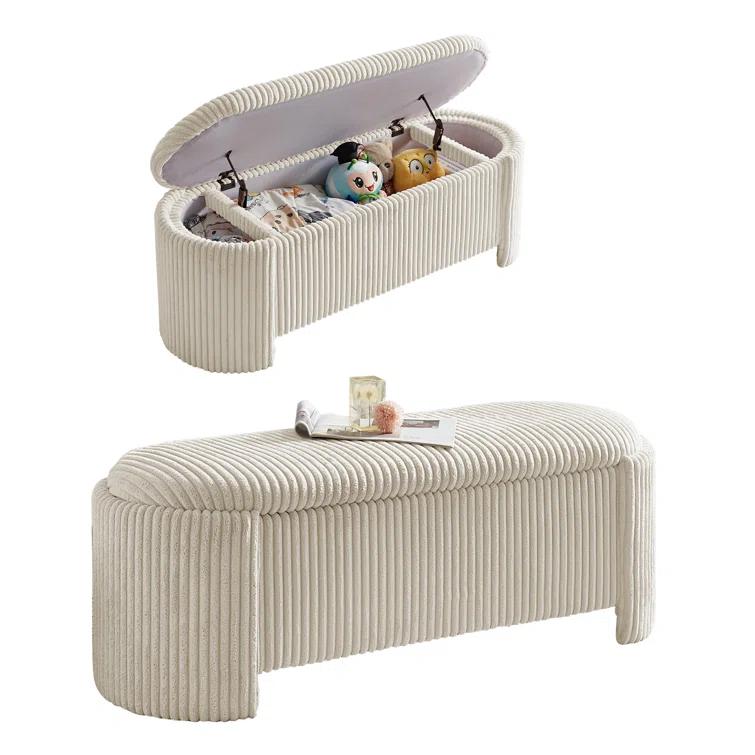 Latitude Run® Nikoma Corduroy Upholstered Storage Bench