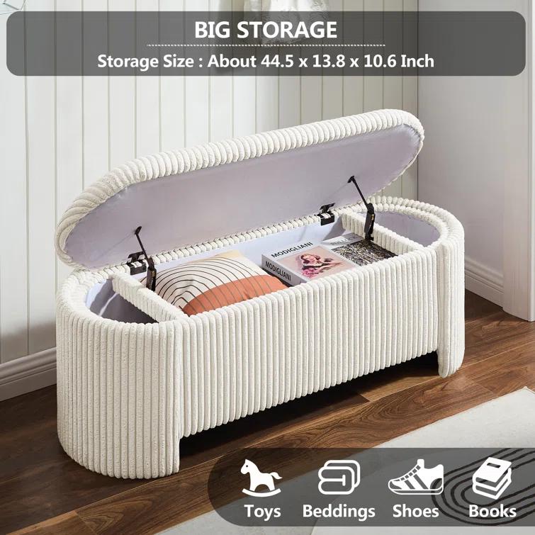 Latitude Run® Nikoma Corduroy Upholstered Storage Bench