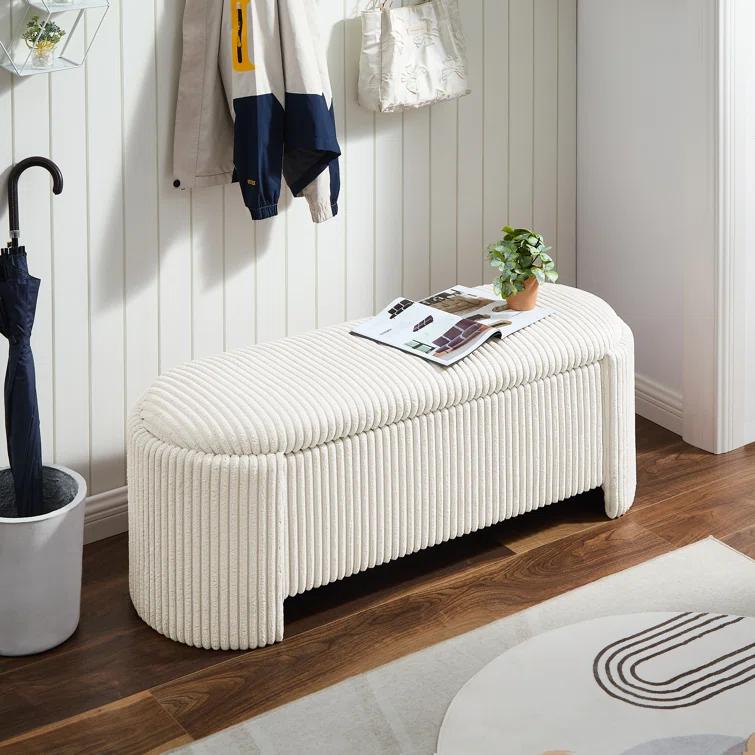Latitude Run® Nikoma Corduroy Upholstered Storage Bench